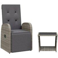 Berkfield Home 2 Piece Garden Dining Set with Cushions Grey Poly Rattan