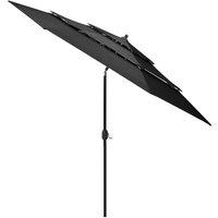 Berkfield Home 3-Tier Parasol with Aluminium Pole Anthracite 3 m in Black