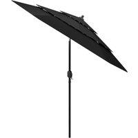 Berkfield Home 3-Tier Parasol with Aluminium Pole Black 2.5 m