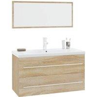 Berkfield Home 3 Piece Bathroom Furniture Set Sonoma Oak in Brown