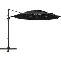 Berkfield Home 4-Tier Parasol with Aluminium Pole Black 3x3 m