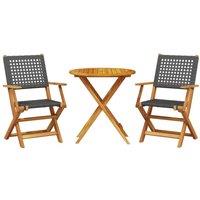 Berkfield Home 3 Piece Bistro Set Black Poly Rattan & Solid Wood