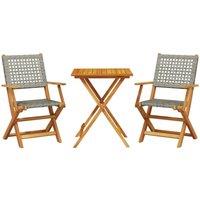 Berkfield Home 3 Piece Bistro Set Grey Poly Rattan & Solid Wood