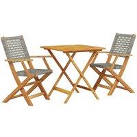 Berkfield Home 3 Piece Bistro Set Grey Poly Rattan & Solid Wood