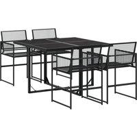 Berkfield Home 5 Piece Garden Dining Set Black Poly Rattan