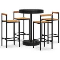 Berkfield Home 5 Piece Garden Bar Set Black Poly Rattan&Solid Wood Acacia