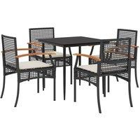 Berkfield Home 5 Piece Garden Dining Set with Cushions Black Poly Rattan