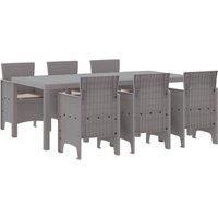 Berkfield Home 7 Piece Garden Dining Set with Cushions Light Grey Poly Rattan