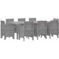 Berkfield Home 9 Piece Garden Dining Set with Cushions Light Grey Poly Rattan