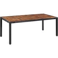 Berkfield Home 9 Piece Outdoor Dining Set Poly Rattan & Acacia Wood Black