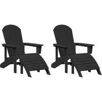 Berkfield Home Adirondack Chairs with Footrests 2 pcs Black HDPE
