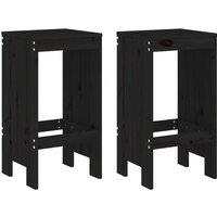 Berkfield Home Bar Stools 2 pcs Black 40x36x75 cm Solid Wood Pine | Size: 40 x 36 x 75 cm