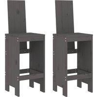 Berkfield Home Bar Stools 2 pcs Grey 40x42x120 cm Solid Wood Pine | Size: 40 x 42 x 120 cm