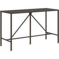 Berkfield Home Bar Table with Glass Top Brown 180x70x110 cm Poly Rattan | Size: 180 x 70 x 110 cm