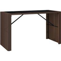 Berkfield Home Bar Table with Glass Top Brown 185x80x110 cm Poly Rattan | Size: 185 x 80 x 110 cm