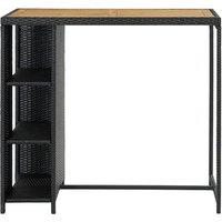 Berkfield Home Bar Table with Storage Rack Black 120x60x110 cm Poly Rattan | Size: 120 x 60 x 110 cm