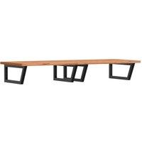 Berkfield Home Basin Shelf Wall Mounted Steel & Solid Wood Beech in Brown
