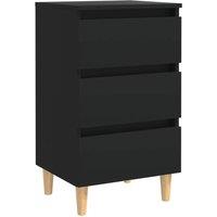 Berkfield Home Bed Cabinet with Solid Wood Legs Black 40x35x69 cm | Size: 40 x 35 x 69 cm