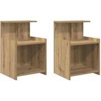 Berkfield Home Bed Cabinets - 2 pcs Artisan Oak, 40 x 35 x 60 cm, Made of Wood in Brown | Size: 40 x 35 x 60 cm