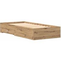 Berkfield Home Bed Frame Artisan Oak 100x200 cm Engineered Wood in Brown