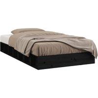 Berkfield Home Bed Frame Black 75x190 cm Small Single Solid Wood
