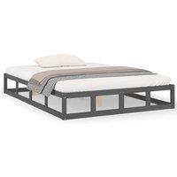 Berkfield Home Bed Frame Grey 150x200 cm King Size Solid Wood