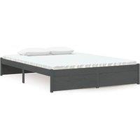 Berkfield Home Bed Frame Grey Solid Wood 135x190 cm Double