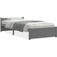 Berkfield Home Bed Frame Grey Solid Wood 75x190 cm Small Single