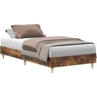 Berkfield Home Bed Frame No Mattress Smoked Oak 75x190 cm Small Single Wood in Brown