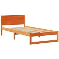 Berkfield Home Bed Frame Wax Brown Solid Wood 100 x 200 cm Durable Bed Frame