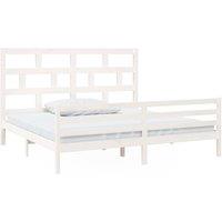 Berkfield Home Bed Frame White Solid Wood Pine 200x200 cm