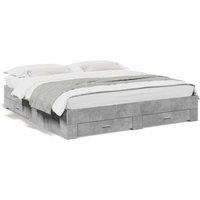 Berkfield Home Bed Frame w/Drawers Frame Concrete Grey 180x200 cm Super King