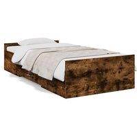 Berkfield Home Bed Frame w/Drawers Frame Smoked Oak 75x190 cm Small Single in Brown