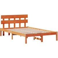 Berkfield Home Bed Frame with Headboard Wax Brown 135x190 cm Solid Wood Pine