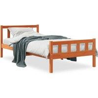 Berkfield Home Bed Frame with Headboard Wax Brown 75x190 cm Small Single Solid W