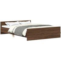 Berkfield Home Bed Frame with Headboard & Footboard Brown Oak 135x190 cm Double