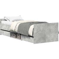 Berkfield Home Bed Frame with Headboard & Footboard Concrete Grey 75x190 cm Sm | Size: Small Single