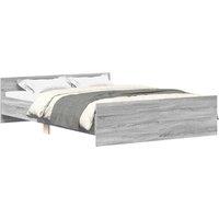 Berkfield Home Bed Frame with Headboard & Footboard Grey Sonoma 150x200 cm Kin | Size: King