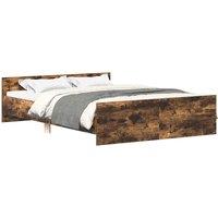 Berkfield Home Bed Frame with Headboard & Footboard Smoked Oak 120x190 cm Smal in Brown | Size: Small Double