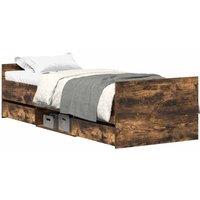 Berkfield Home Bed Frame with Headboard & Footboard Smoked Oak 90x190 cm Single in Brown