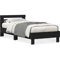 Berkfield Home Bed Frame with LED Lights Black Oak 90x200 cm Engineered Wood