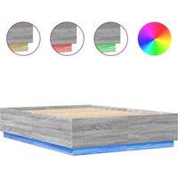 Berkfield Home Bed Frame with LED without Mattress Grey Sonoma 150x200 cm King Size