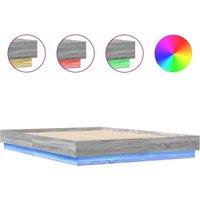Berkfield Home Bed Frame with LED without Mattress Grey Sonoma 160x200 cm