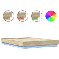 Berkfield Home Bed Frame with LED without Mattress Sonoma Oak 120x200 cm in Brown | Size: Small Double