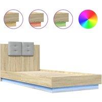 Berkfield Home Bed Frame with LED without Mattress Sonoma Oak 90x200 cm in Brown