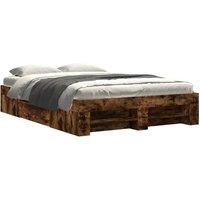 Berkfield Home Bed Frame Frame Smoked Oak 120x190 cm Small Double Wood in Brown