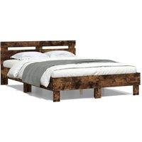 Berkfield Home Bed Frame without Mattress Smoked Oak 120x200 cm in Brown | Size: Small Double