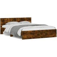Berkfield Home Bed Frame without Mattress Smoked Oak 140x200 cm in Brown