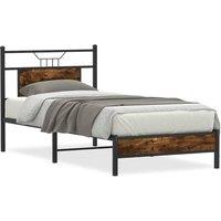 Berkfield Home Bed Frame Frame Smoked Oak 75x190 cm Small Single Wood in Brown