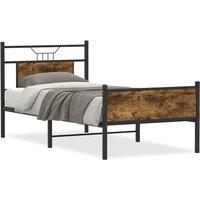 Berkfield Home Bed Frame Frame Smoked Oak 75x190 cm Small Single Wood in Brown